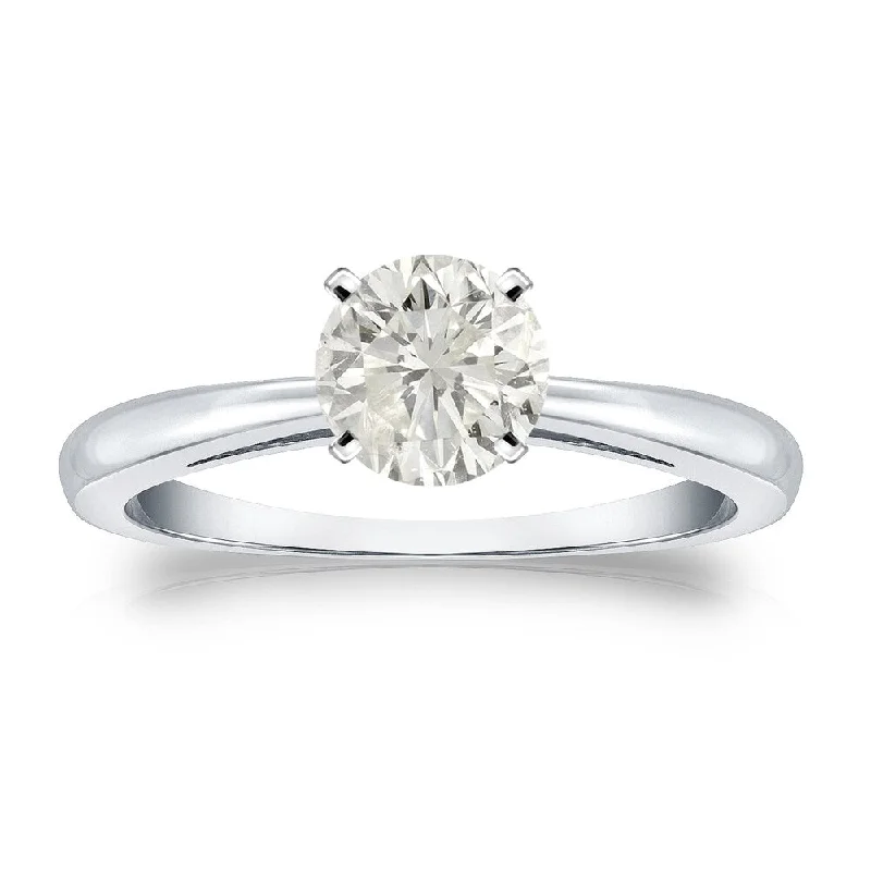 Auriya Platinum 3/4ctw Round Solitaire Diamond Engagement Ring (J-K, I1-I2)