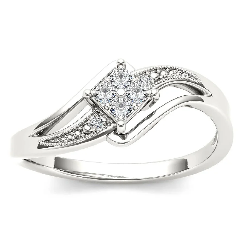 De Couer 10k White Gold 1/10ct TDW Diamond Bypass Engagement Ring - White H-I - White H-I