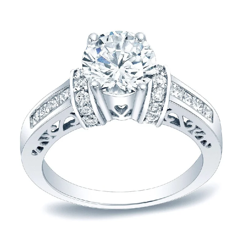 Auriya Platinum 1 1/4ct TDW Round Diamond Solitaire Engagement Ring (H-I, SI1-SI2)