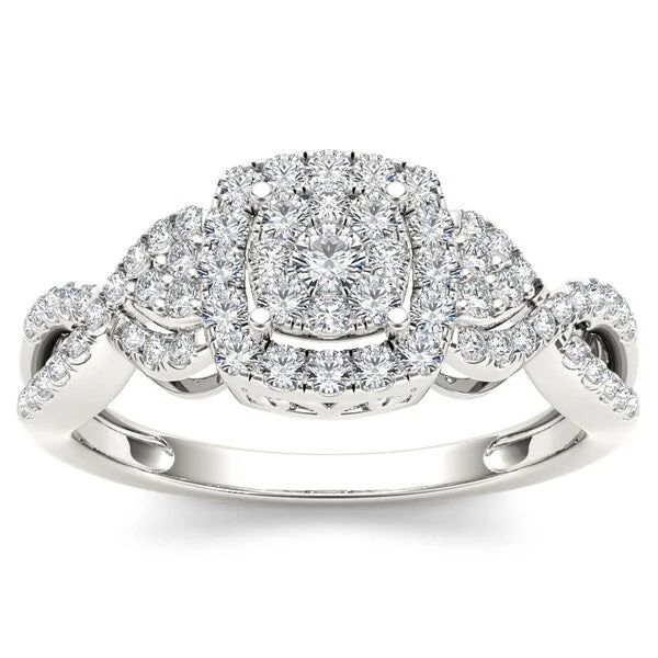 De Couer 10k White Gold 1/2ct TDW Diamond Composite Engagement Ring