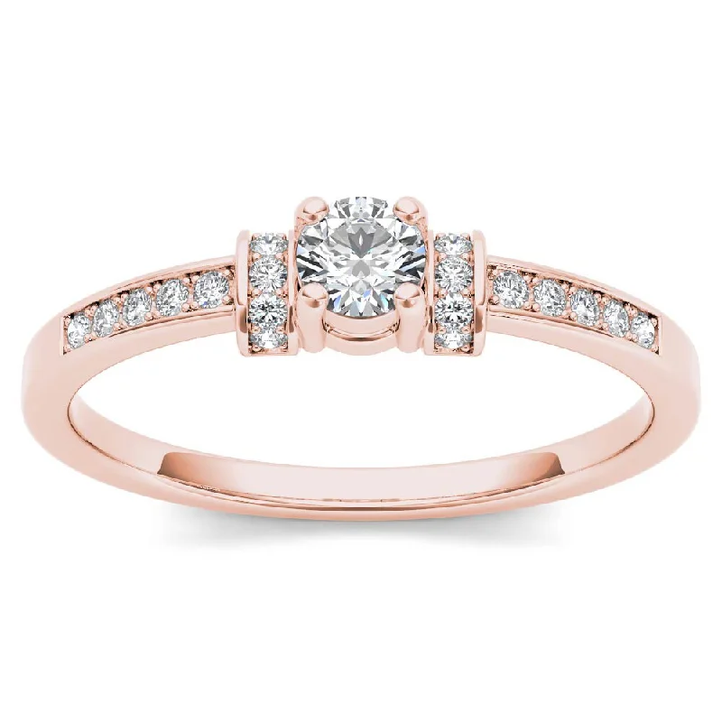 De Couer 10k Rose Gold 1/4ct TDW Diamond Classic Engagement Ring - Pink