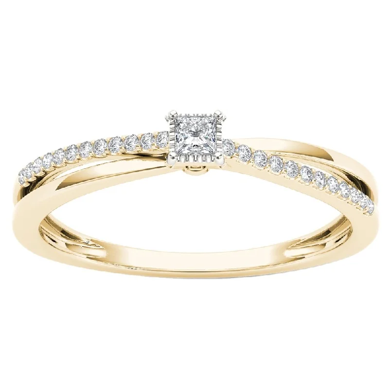 De Couer 10k Yellow Gold 1/8ct TDW Diamond Split-Shank Engagement Ring