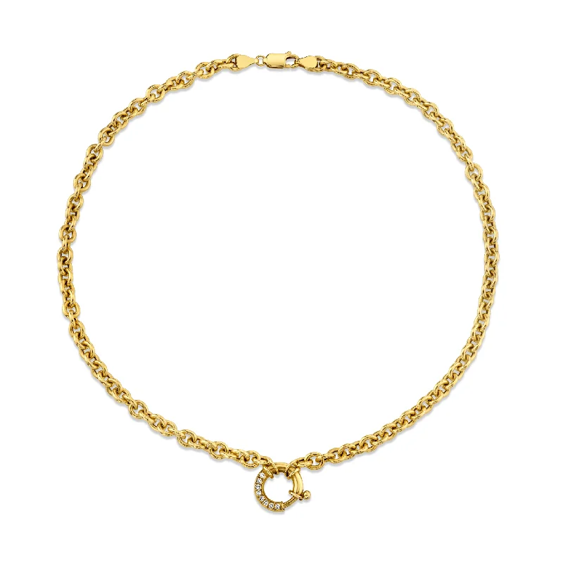 Alchemy Link Choker with Pavé Diamond Hoop Closure