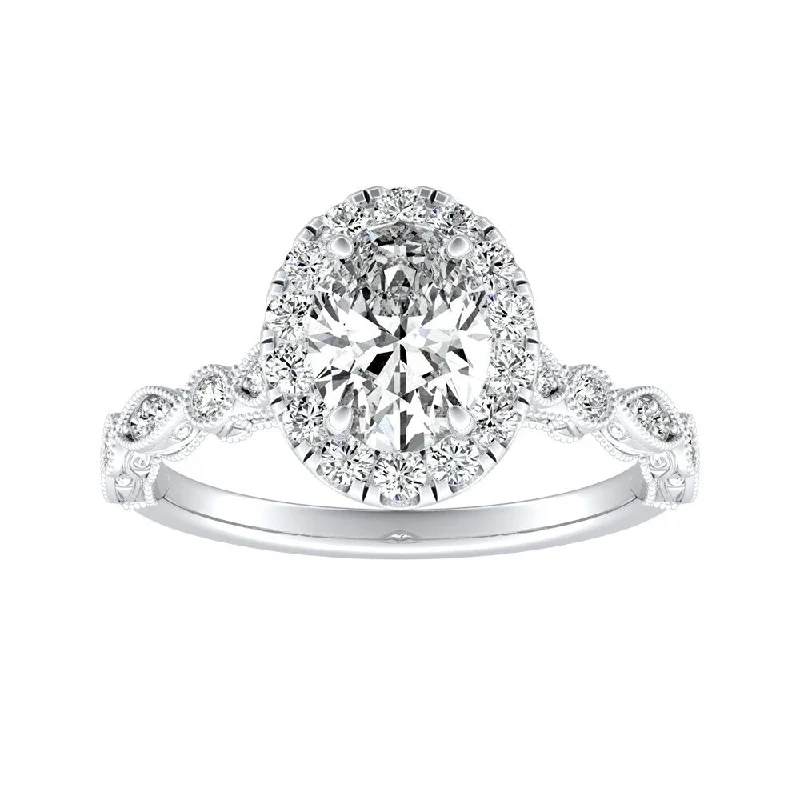 Auriya Platinum Vintage Oval-cut 5/8ctw Halo Diamond Engagement Ring (I-J, I1-I2)