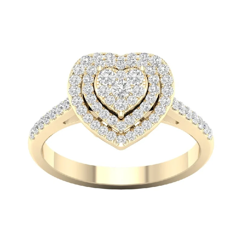 De Couer 1/2ct TDW Diamond Cluster Engagement Ring - Yellow