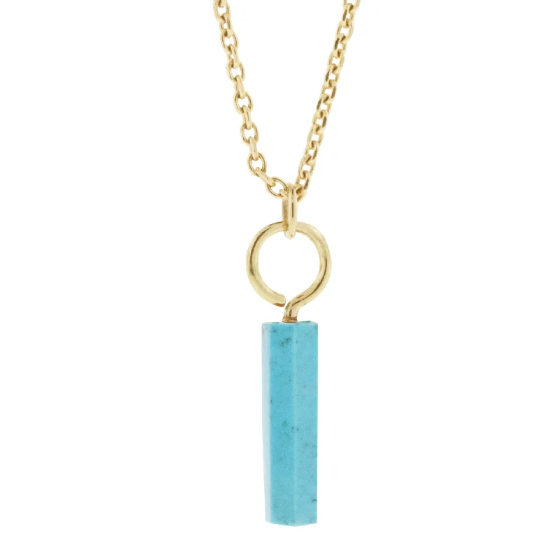 Turquoise Hook Eye Screw Gemstone Pendant Necklace