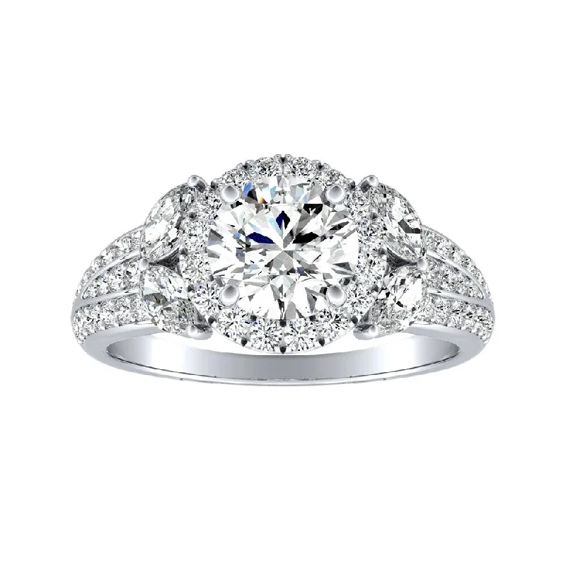 Auriya 14k Gold Floral Vintage 1 1/3ctw Round Halo Diamond Engagement Ring (G-H, VS1-VS2)