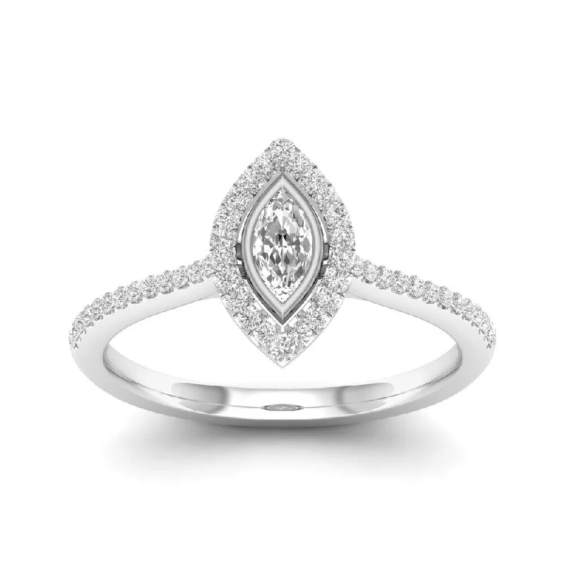 De Couer 10k Gold 1/3Ct TDW Diamond Halo Engagement Ring