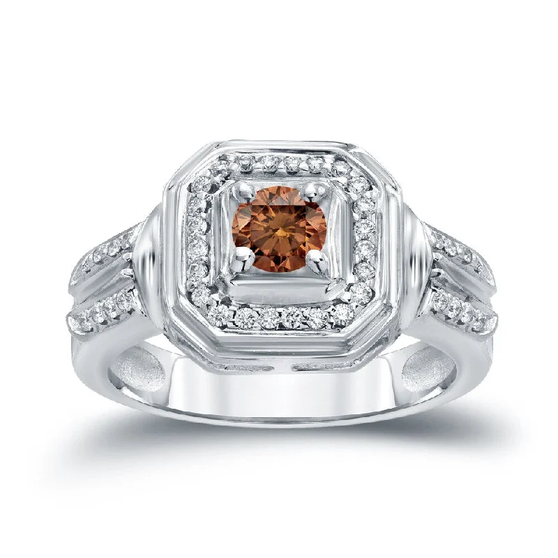 14k Gold Round 2/5ct TDW Brown Diamond Engagement Ring (H-I, I1-I2)