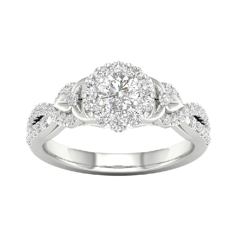 DeCouer 14k Gold 5/8ct TDW Diamond Halo Engagement Ring