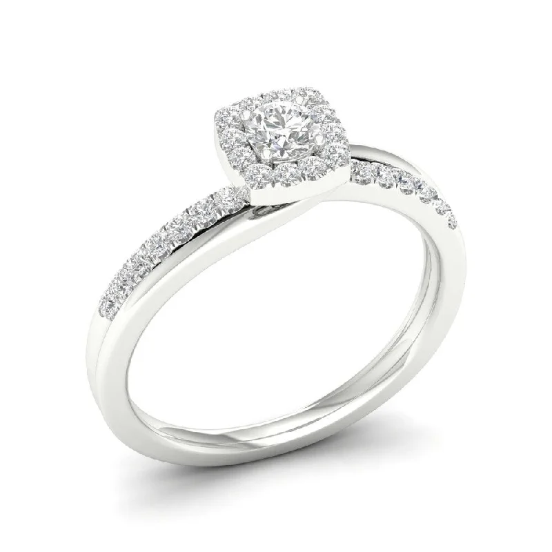 De Couer 10k White Gold 1/2ct TDW Diamond Solitaire Engagement Ring