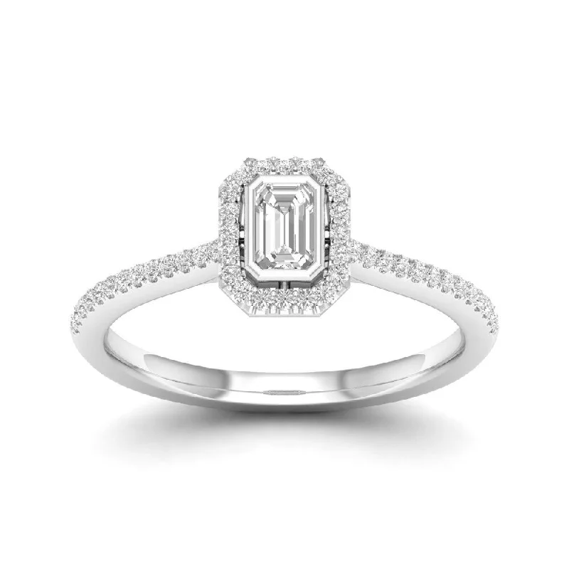 De Couer 10k Gold 1/3ct TDW Diamond Halo Engagement Ring