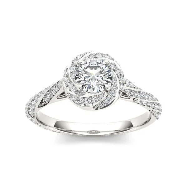 De Couer 14k White Gold 1ct TDW Diamond Vintage Swirl Engagement Ring