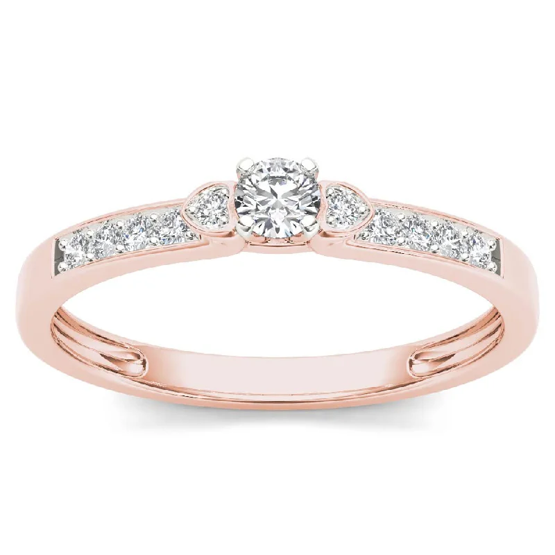 De Couer IGI Certified 10k Rose Gold 1/5ct TDW Diamond Classic Engagement Ring - Pink