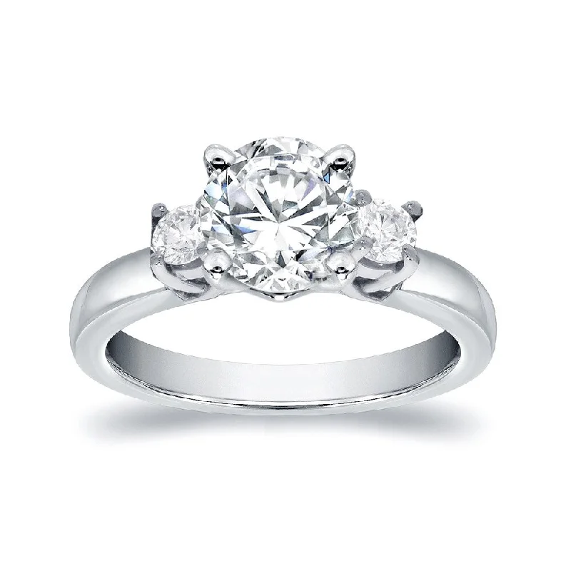 Auriya Classic 5/8ct TDW Round 3-Stone Diamond Engagement Ring 14k White Gold (H-I, SI2-SI3)