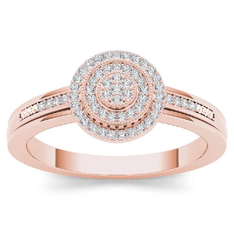 De Couer 10k Rose Gold 1/6ct TDW Diamond Halo Engagement Ring - Pink