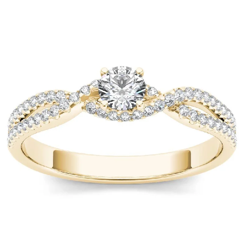 De Couer 10k Yellow Gold 2/5ct TDW Diamond Classic Split-Shank Engagement Ring