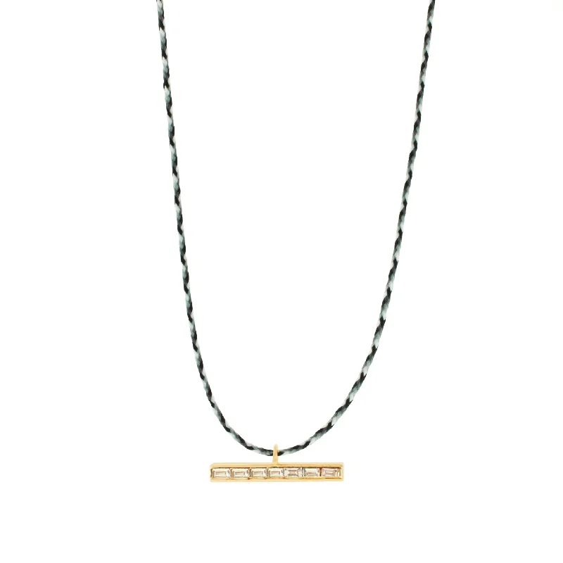 TLC Diamond Baguette ID Bar on Cord Necklace