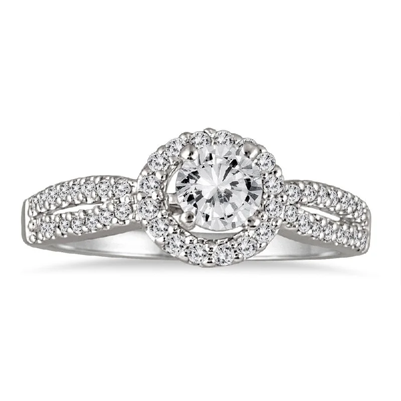 1 1/10 Carat TW White Diamond Engagement Ring in 14K White Gold