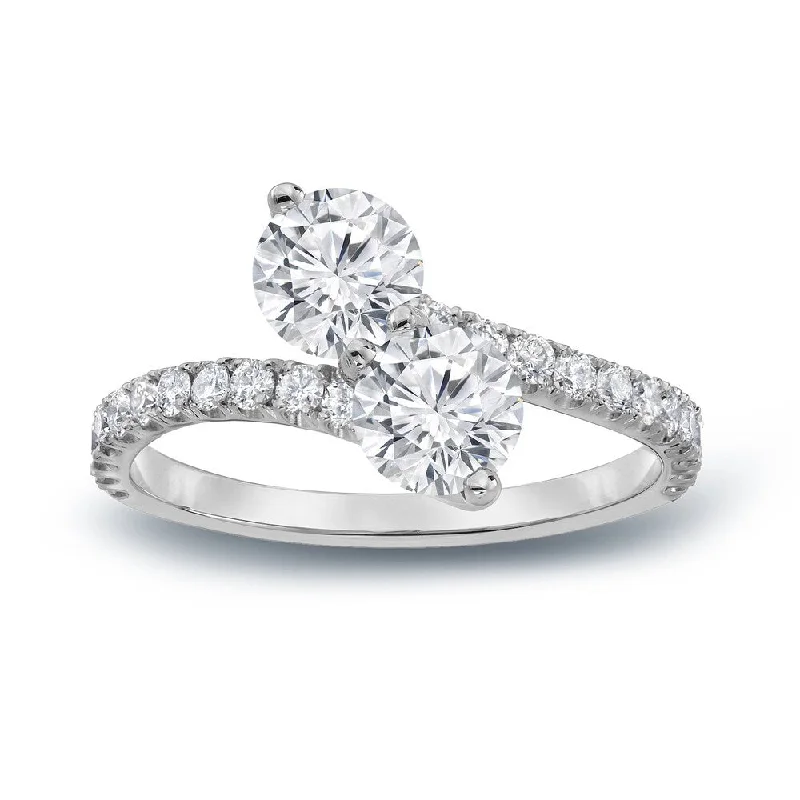 Auriya 2ct TDW Round Two Stone Diamond Engagement Ring 14k Gold (H-I, SI1-SI2)