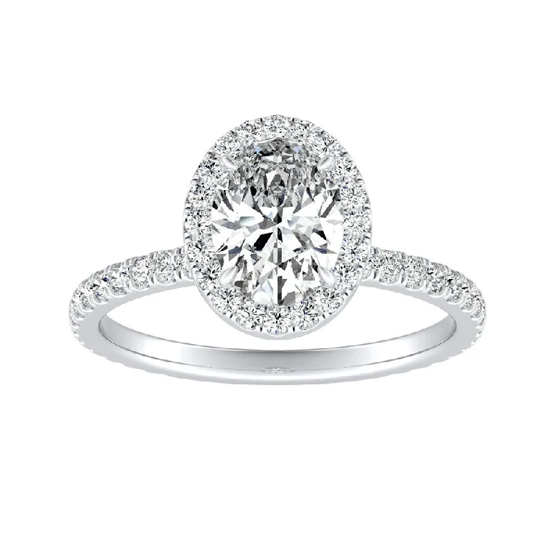 Auriya Platinum 1 5/8ctw Oval-cut Halo Diamond Engagement Ring (I-J, I1-I2)