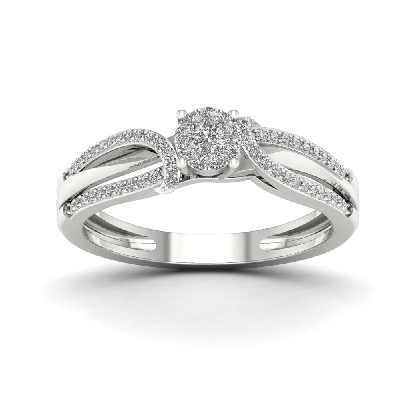 De Couer 1/5ct TDW Diamond Cluster Engagement Ring - White