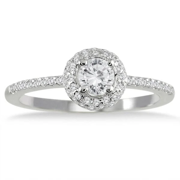 3/5 Carat TW Diamond Halo Engagement Ring in 10K White Gold