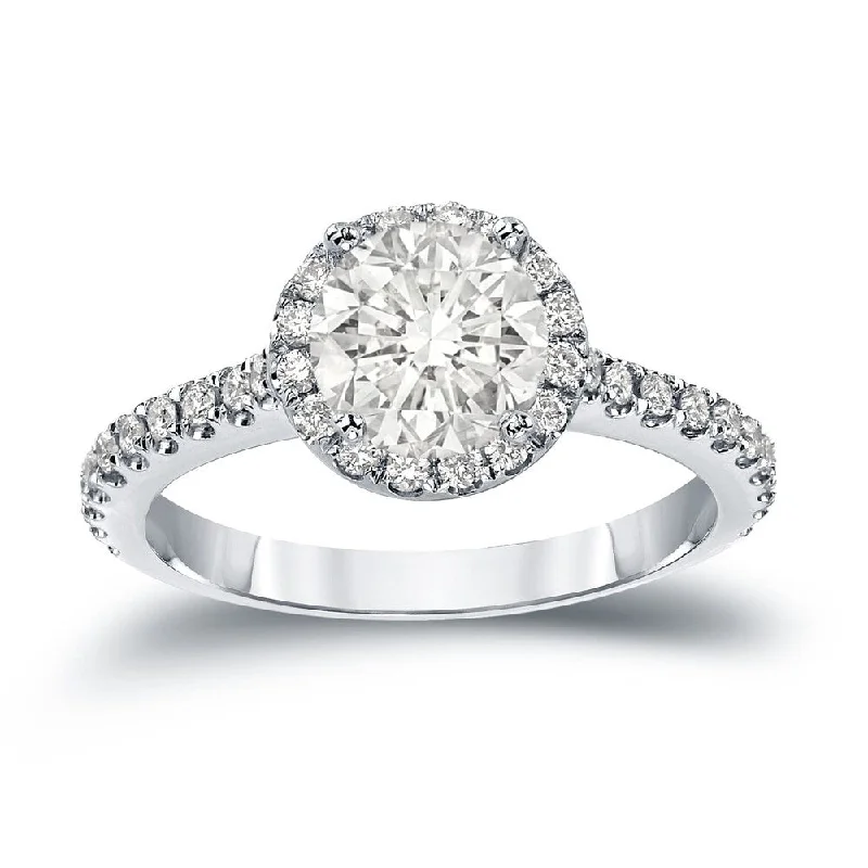 Auriya 1 1/3ctw Round Halo Diamond Engagement Ring 14k Gold (J-K, I1-I2)