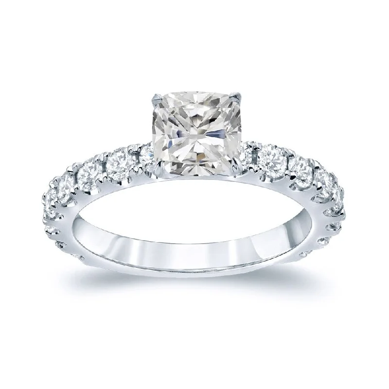 Auriya 14k Gold 2 carat TW Classic Cushion-cut Diamond Engagement Ring Certified (H-I, I1-I2)