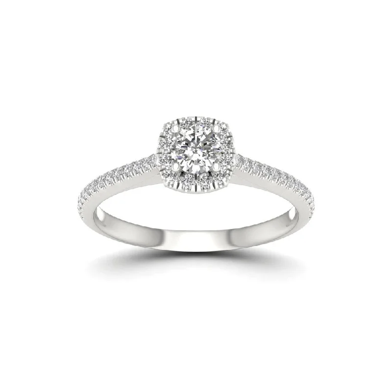 De Couer 5/8ct TDW Diamond Halo Engagement Ring - White