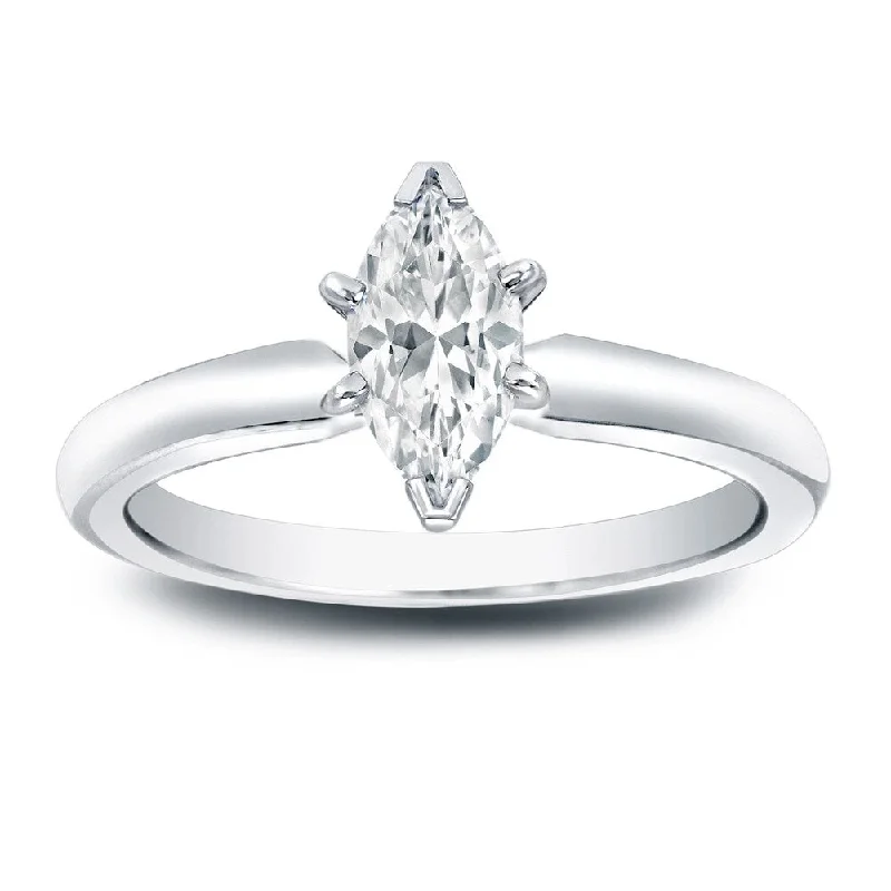 Auriya 2/5ct TDW Solitaire Marquise Diamond Engagement Ring Platinum (I-J, I1-I2)