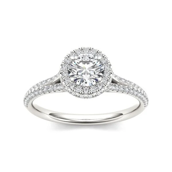 De Couer 14k White Gold 1ct TDW Diamond Halo Engagement Ring - White H-I - White H-I