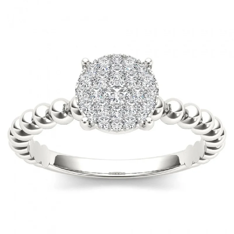 De Couer 14K White Gold 1/5ct TDW Diamond Composite Engagement Ring - White H-I