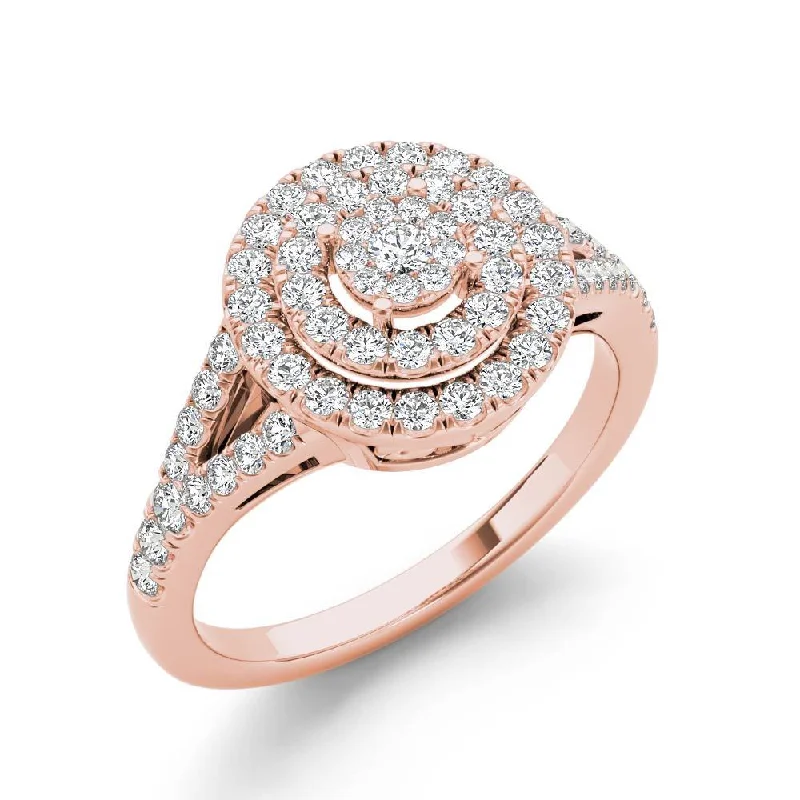 De Couer 3/4ct TDW Diamond Cluster Engagement Ring - Pink