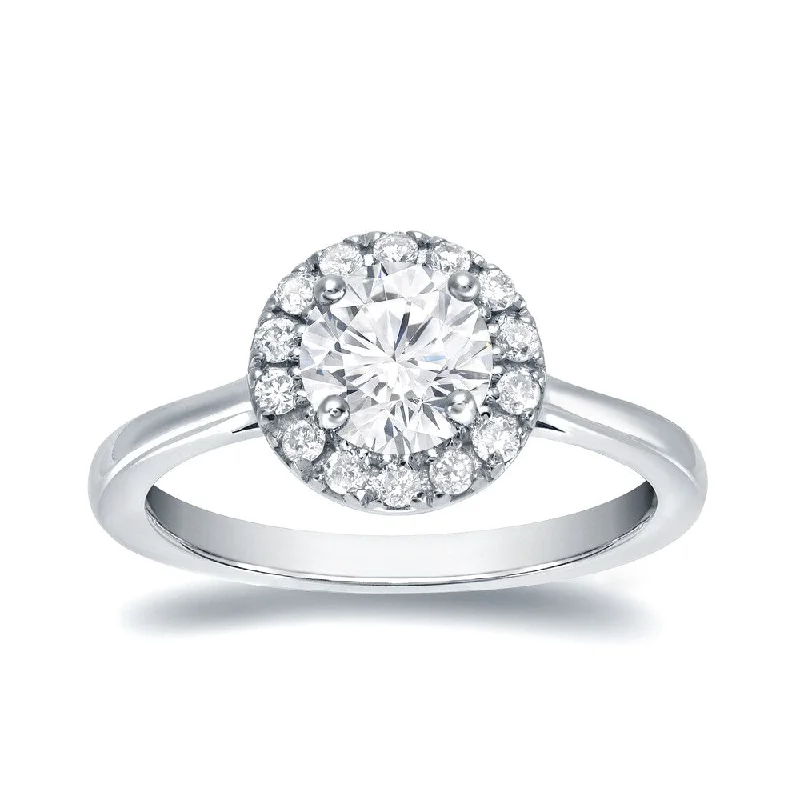 Auriya Classic 1ct TDW Round Diamond Halo Engagement Ring 14k Gold (H-I, SI1-SI2)