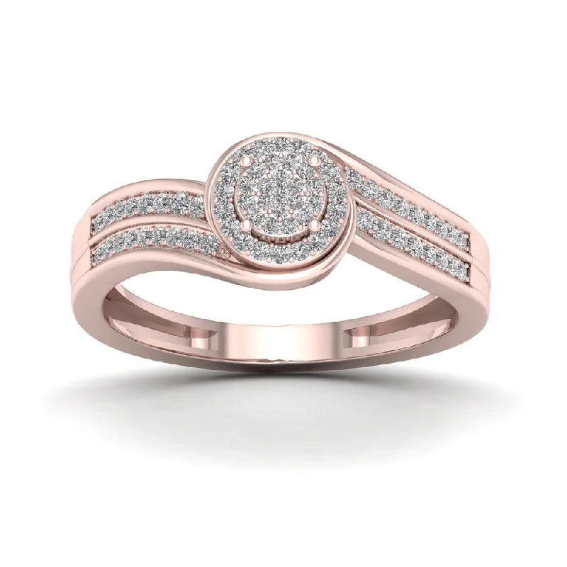 De Couer 1/5ct TDW Diamond Bypass Engagement Ring - Pink