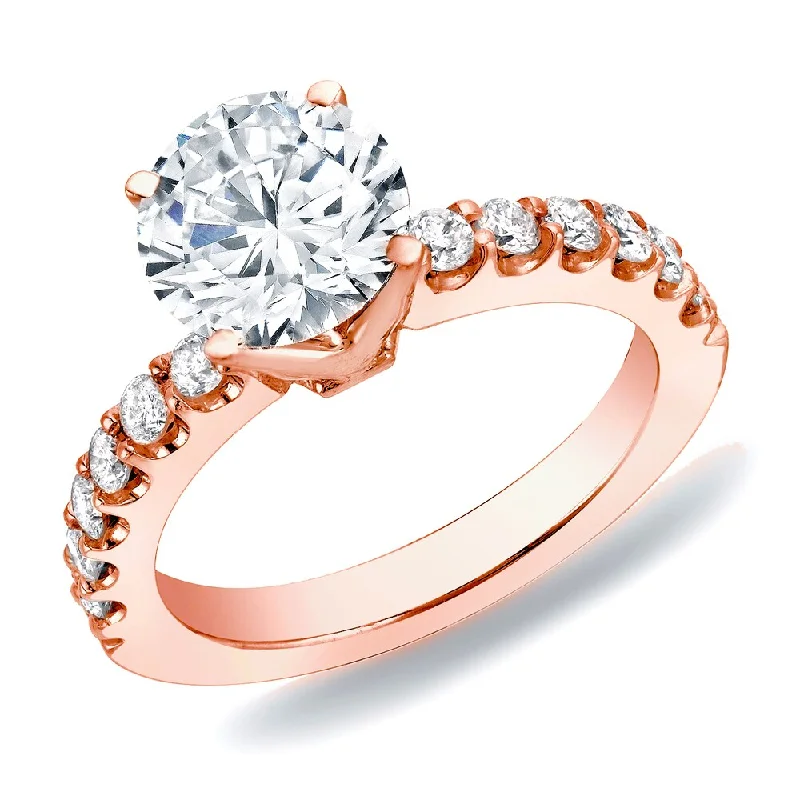 Auriya 14k Rose Gold 1ctw Round Diamond Engagement Ring (H-I, SI1-SI2)