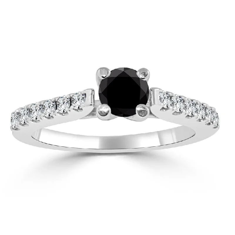 Auriya 14k Gold 3/4ctw Round Black Diamond Engagement Ring H-I, I1-I2