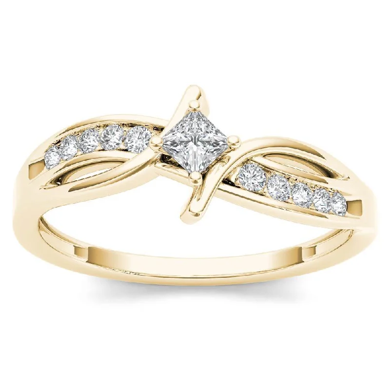 De Couer 10k Yellow Gold 1/4ct TDW Diamond Bypass Engagement Ring