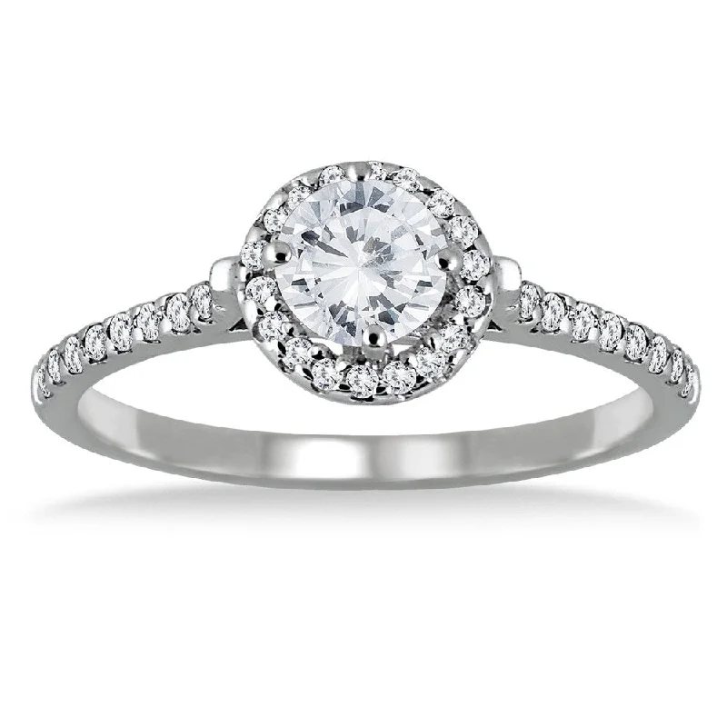 3/4 Carat TW Diamond Halo Engagement Ring in 10K White Gold