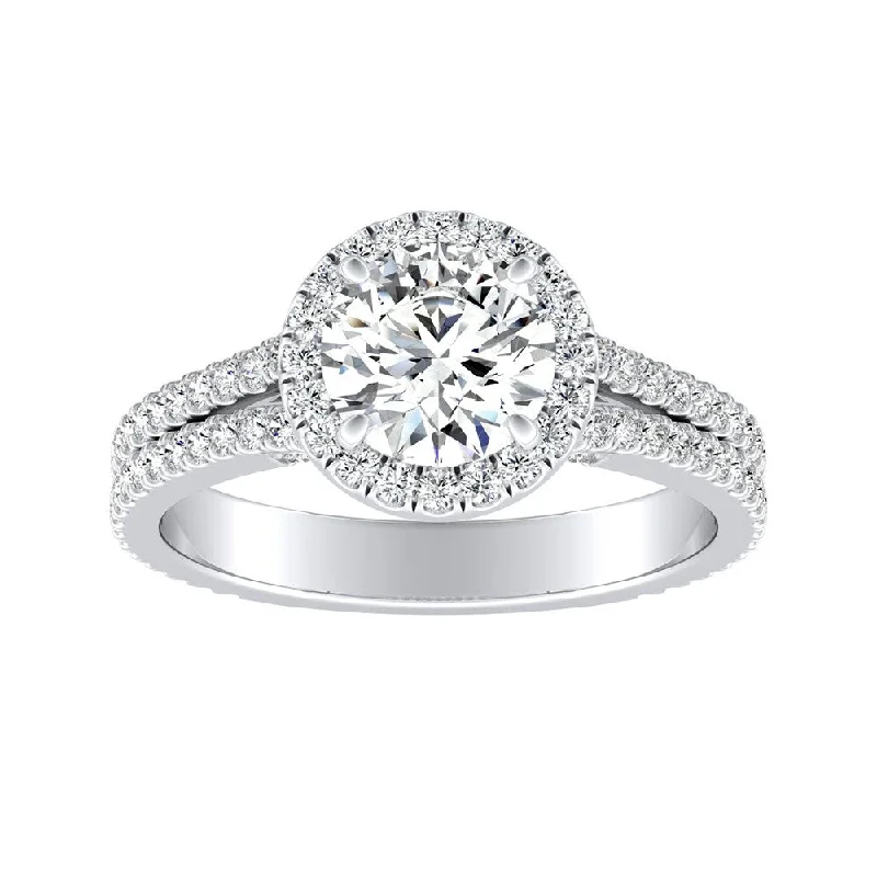 Auriya 14k Gold Modern 1 1/10ctw Round Halo Diamond Engagement Ring (G-H, VS1-VS2)