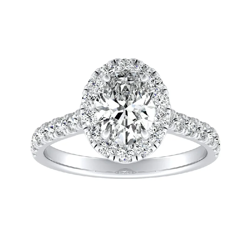 Auriya 18k Gold Classic Oval-cut 7/8cttw Halo Diamond Engagement Ring (H-I, SI1-SI2)