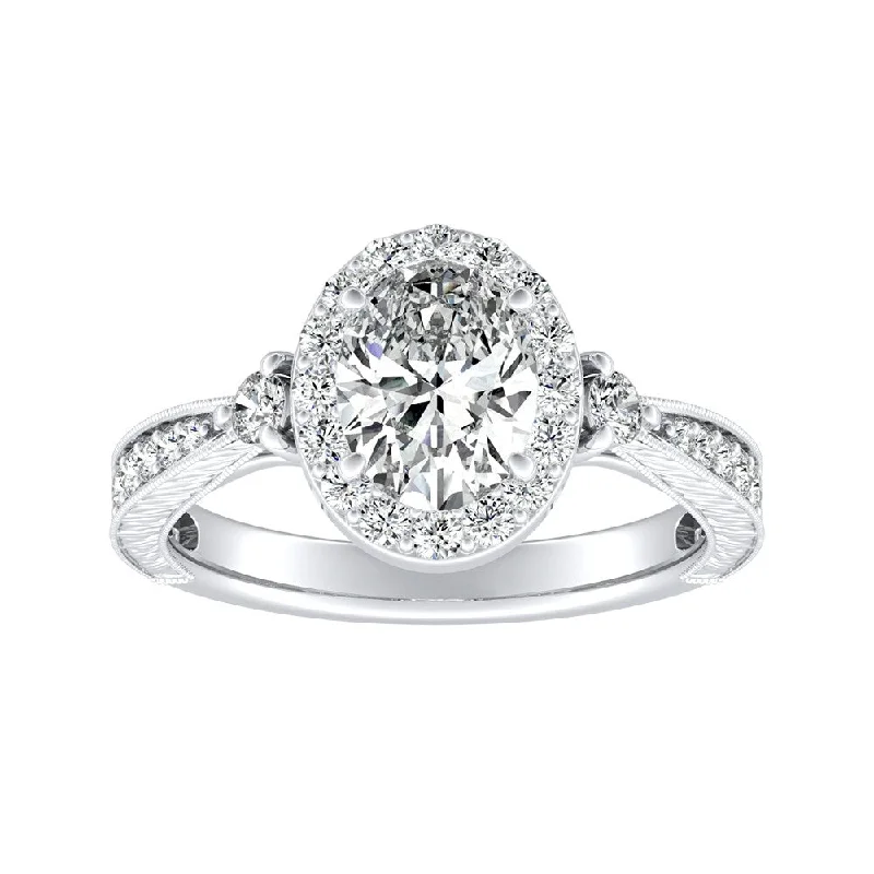 Auriya Platinum Vintage Oval Halo Diamond Engagement Ring 3/4ctw (I-J, I1-I2)