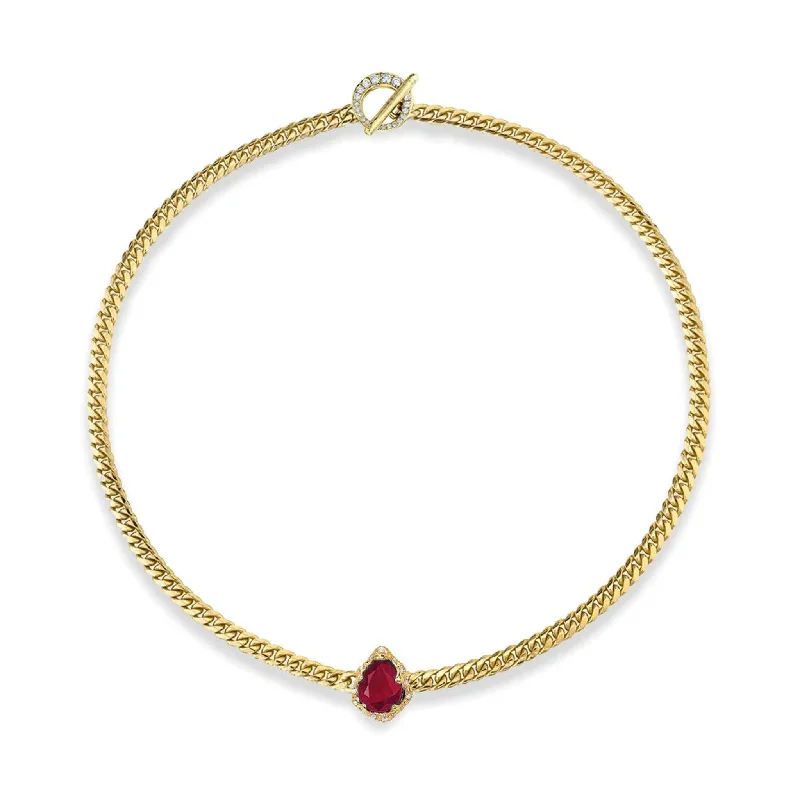 Reversible Baby Queen Ruby Water Drop Cuban Choker | Ready to Ship