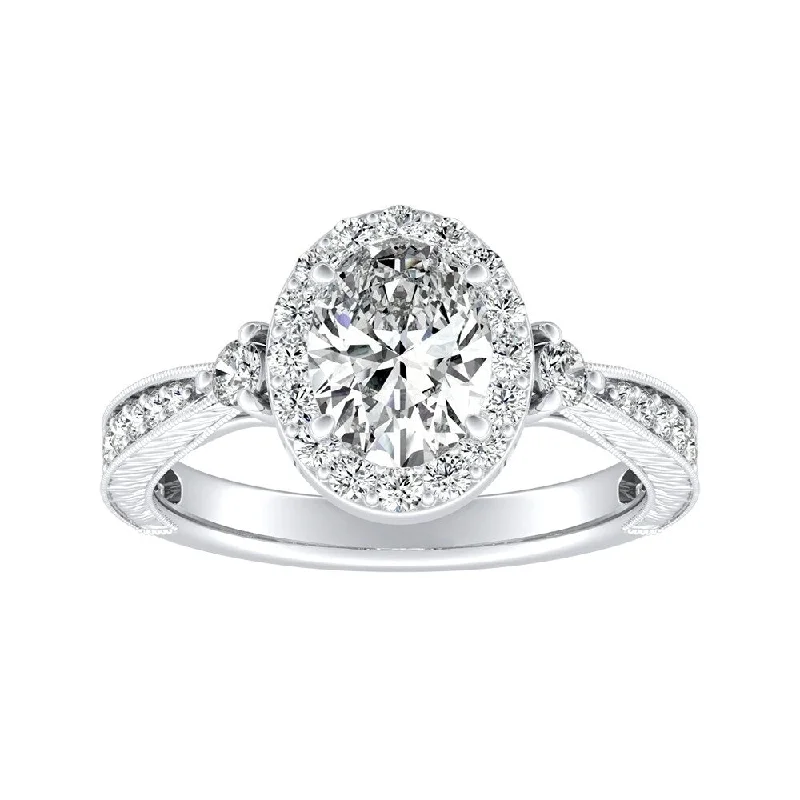 Auriya Platinum Vintage Oval Halo Diamond Engagement Ring 5/8ctw (H-I, SI1-SI2)