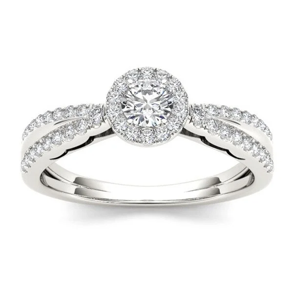 De Couer 10k White Gold 1/2ct TDW Diamond Solitaire Engagement Ring