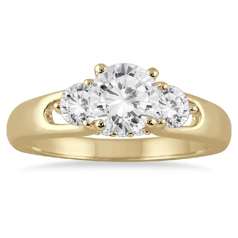 1 Carat TW Diamond Three Stone Engagement Ring in 14K Yellow Gold