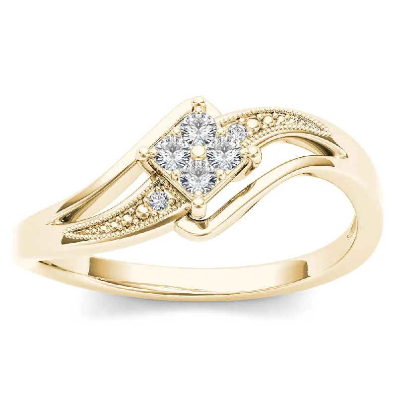 De Couer 10k Yellow Gold 1/10ct TDW Diamond Bypass Engagement Ring