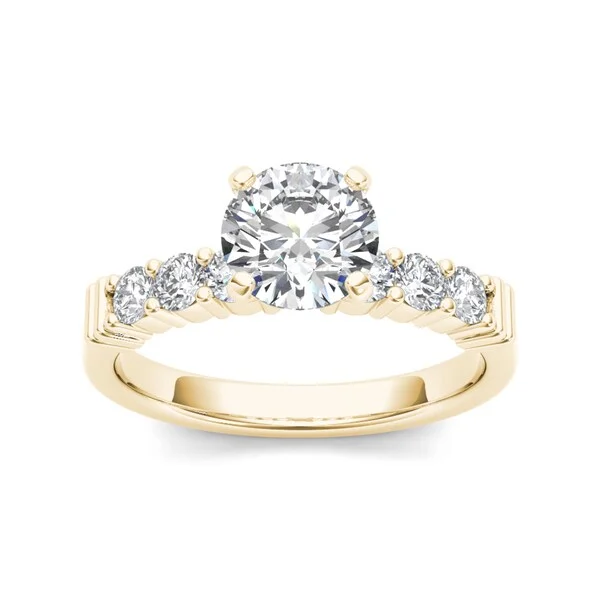 De Couer 14k Yellow Gold 7/8ct TDW Diamond Classic Engagement Ring