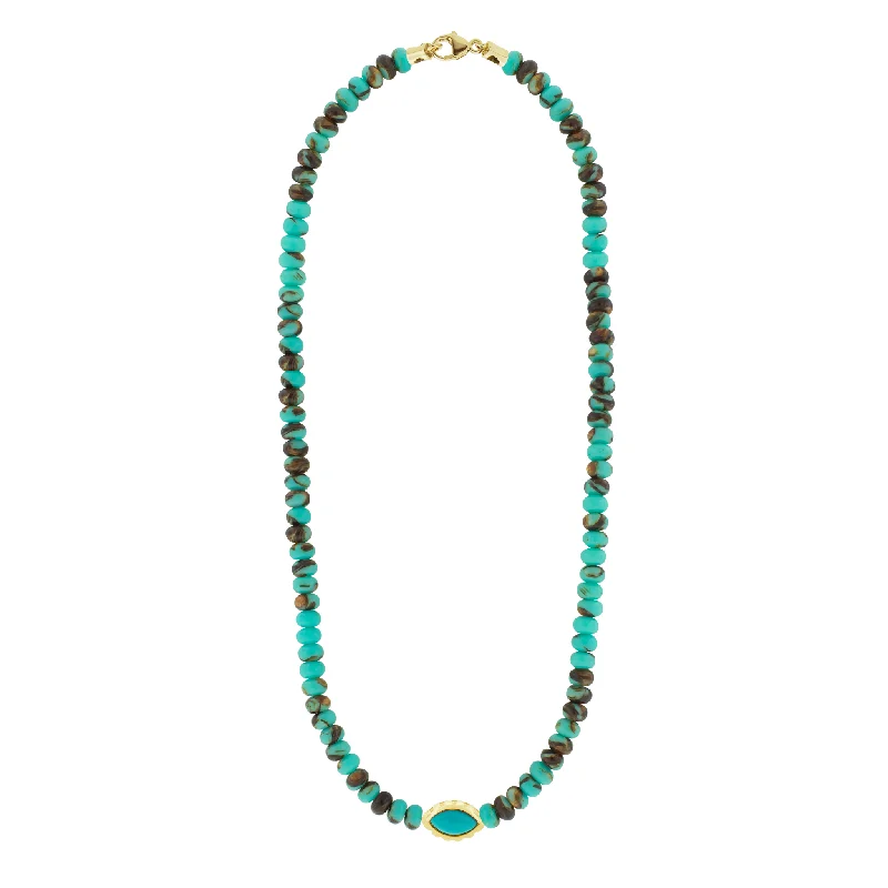 Turquoise Eye of the Idol on Jasper Beaded Necklace